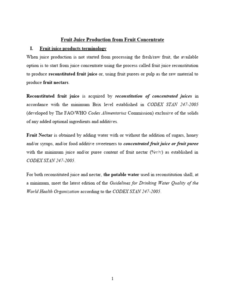Fruit Juice Production From Fruit Concentrate Pdf Juice Diet
