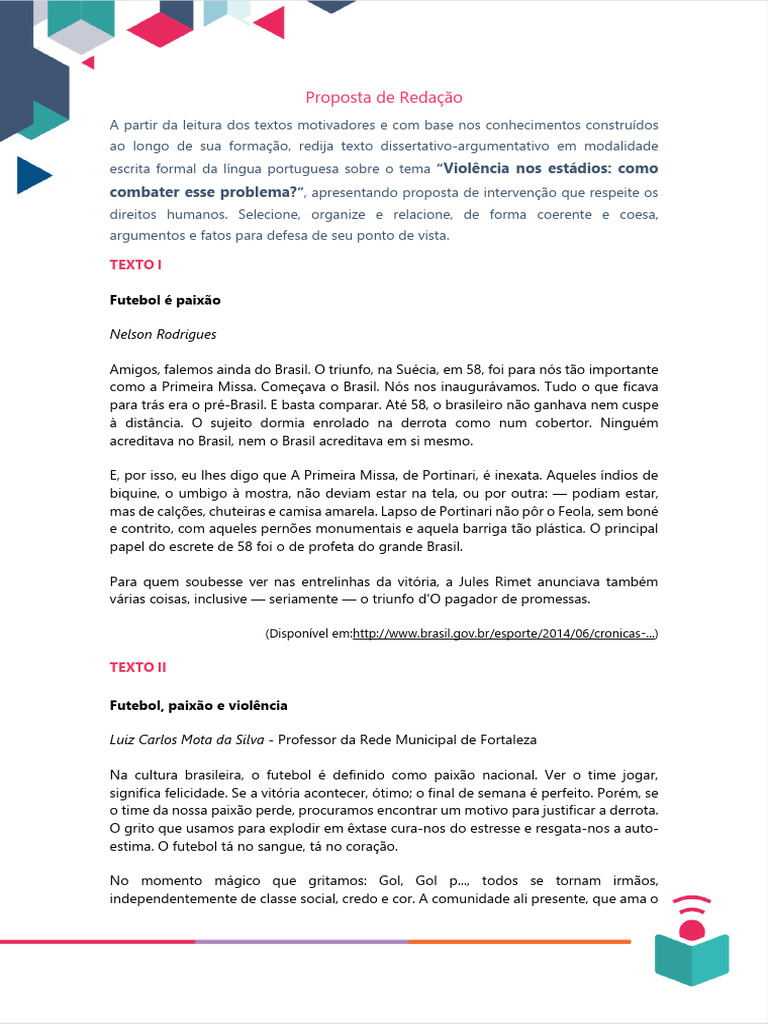 Redação Violência Nos Estádios de Futebol | Download grátis PDF ...
