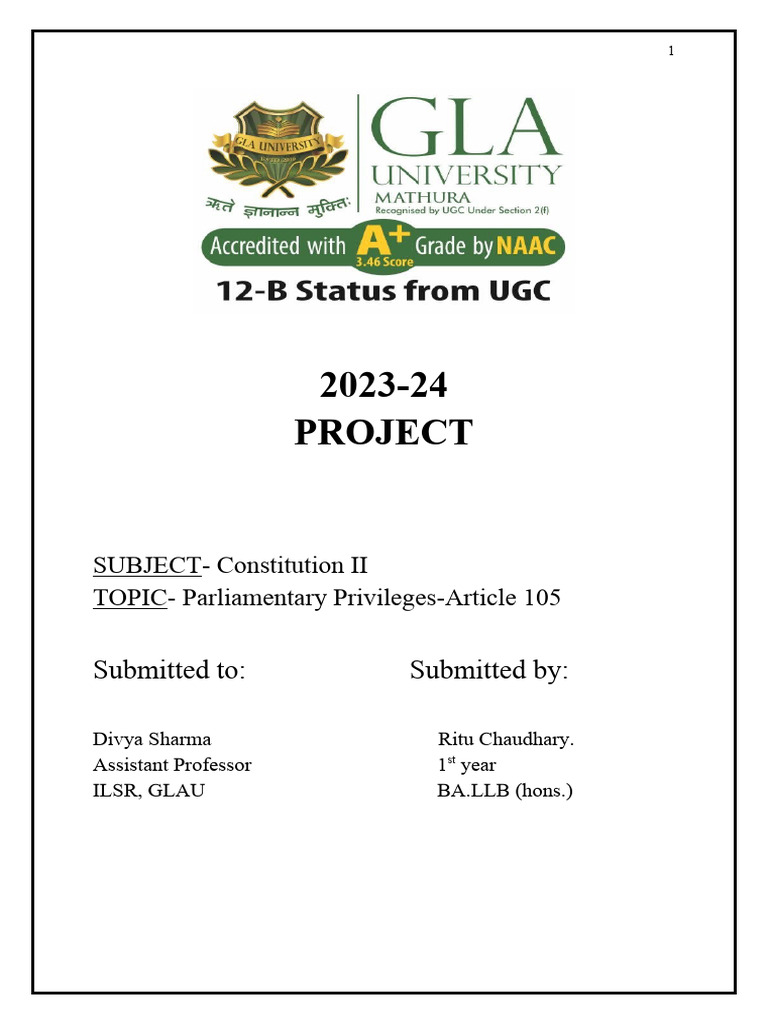 Ritu Constitution Pdf Parliamentary Immunity Public Law
