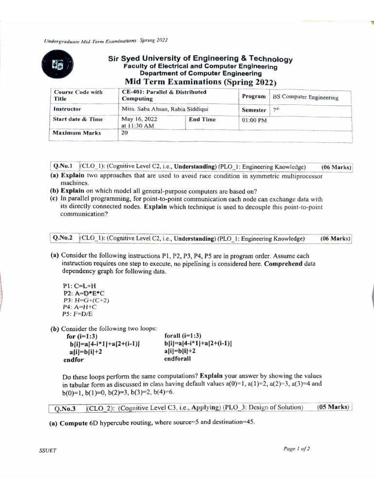 Past Papers 7th Sem CE19 | PDF