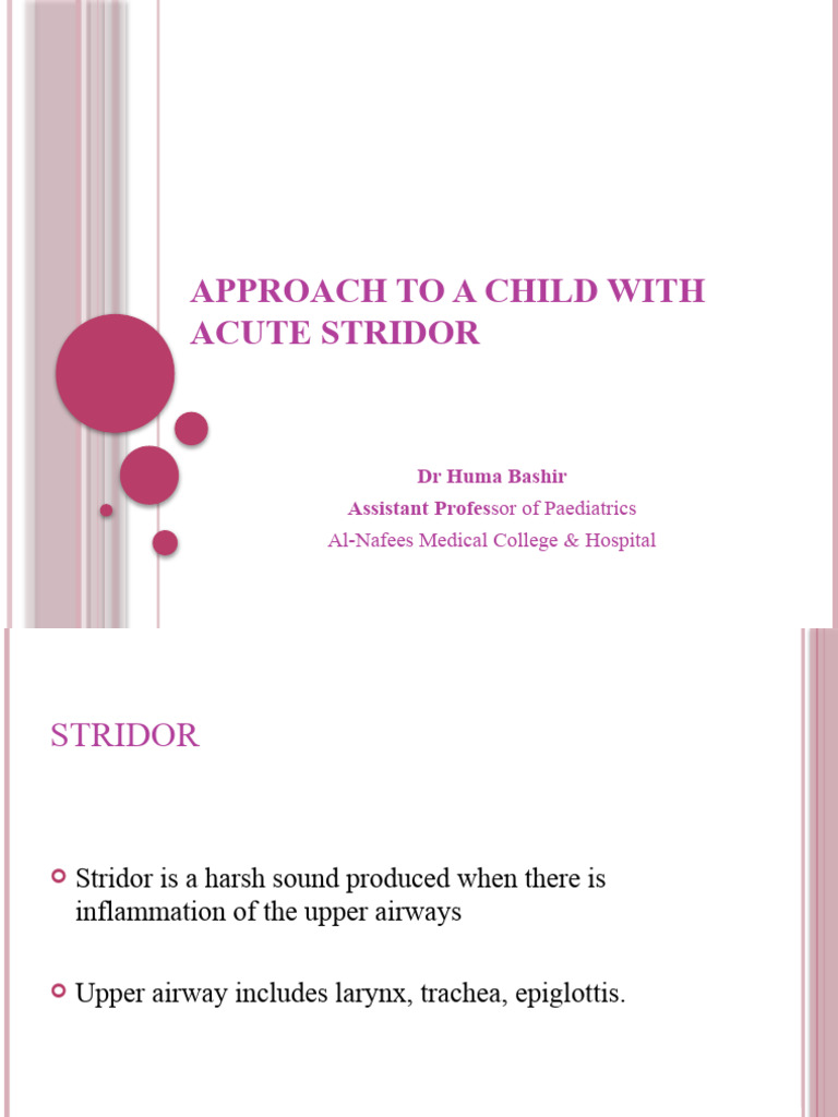 Approach To Stridor (Dr. Huma) | PDF