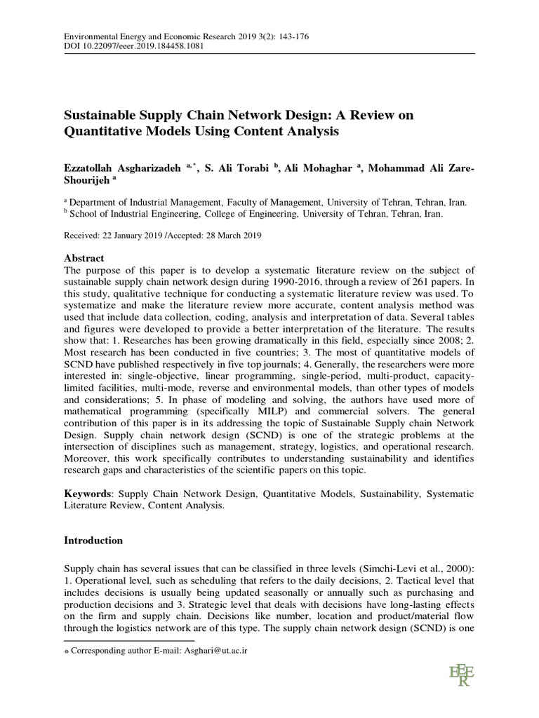 Sustainable Supply Chain Design Review | PDF | Supply Chain ...