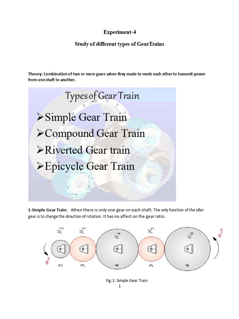 Gear Train Types and Advantages | PDF | Computers | Technology ...