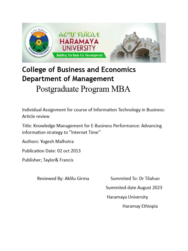 Article Review IT | PDF | Knowledge Management | Strategic Management
