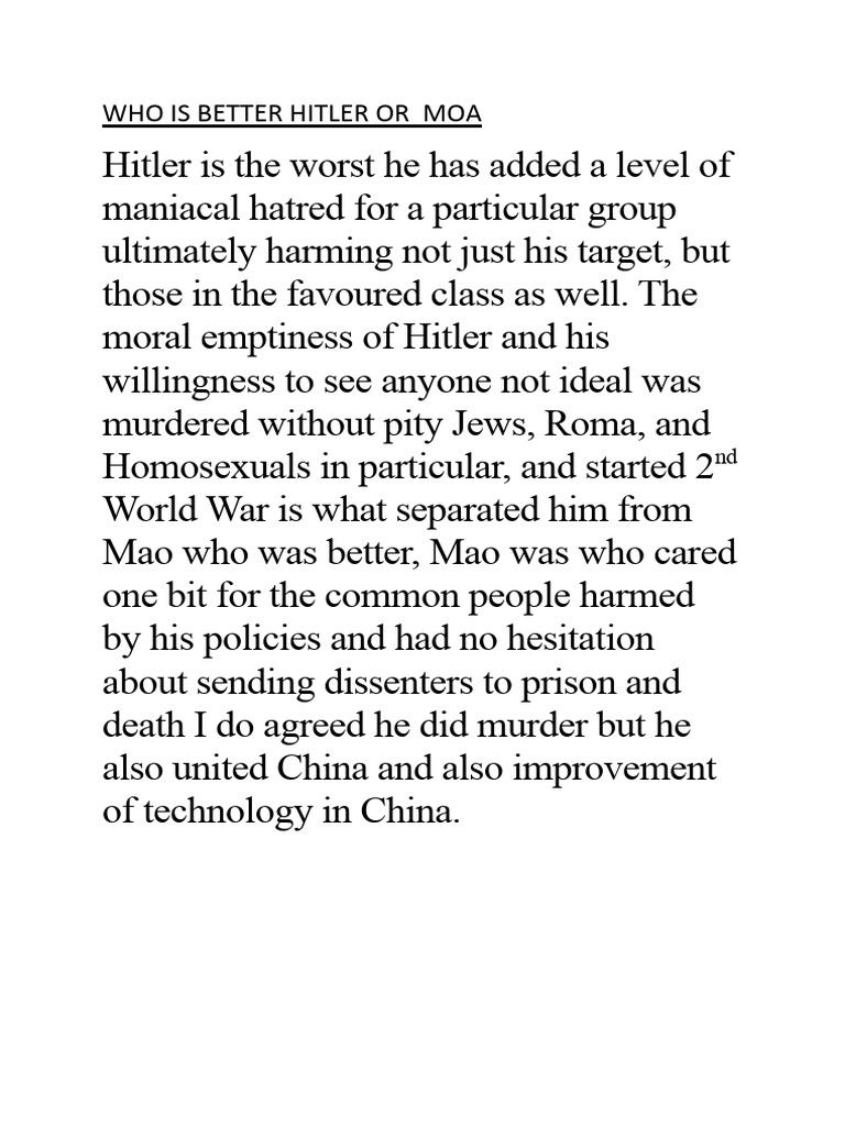Who is better hitler or mao pdf