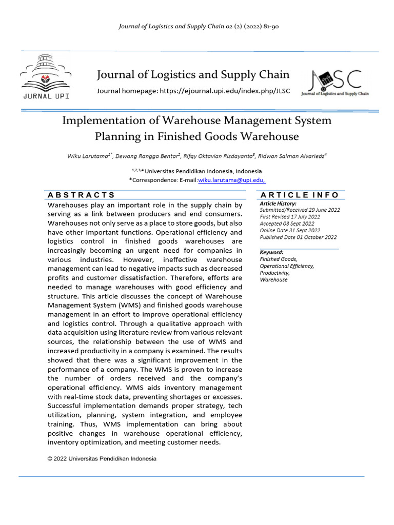 Warehouse Management System Insights | PDF | Warehouse | Logistics