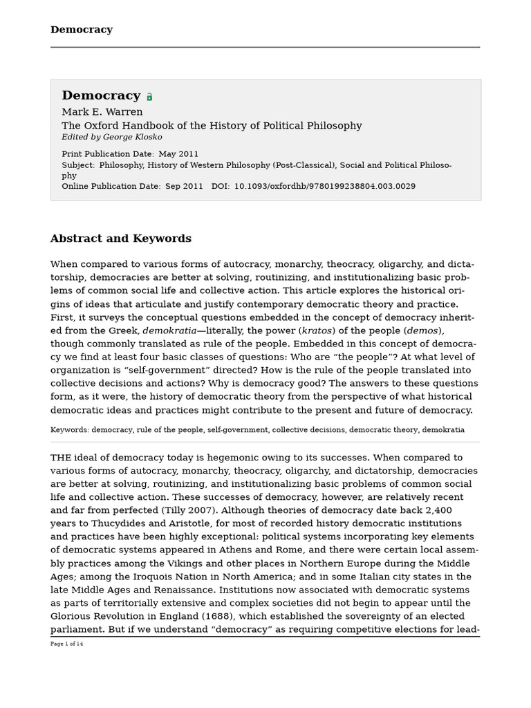 Historical Origins of Democracy Explained | PDF | Democracy | Political ...