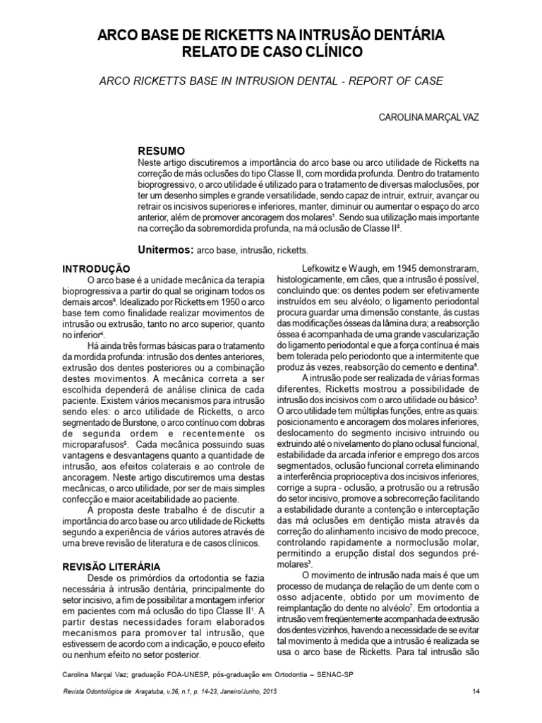 Arco Base de Ricketts na Intrusão Dentária | PDF | Dente humano | Dente