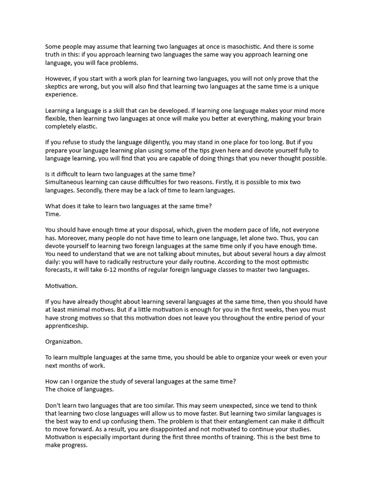 Mastering Two Languages Simultaneously | PDF | Second Language | Motivation