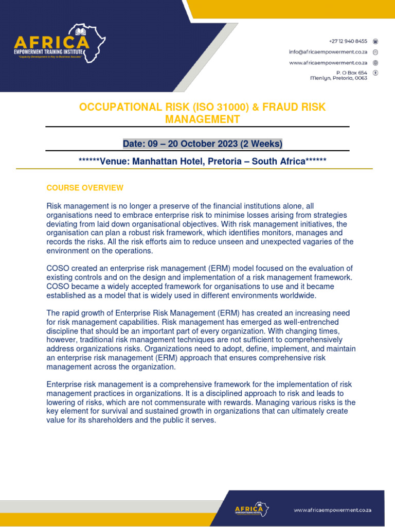 COSO & ISO 31000: Fraud Risk Management | PDF | Risk | Risk Management