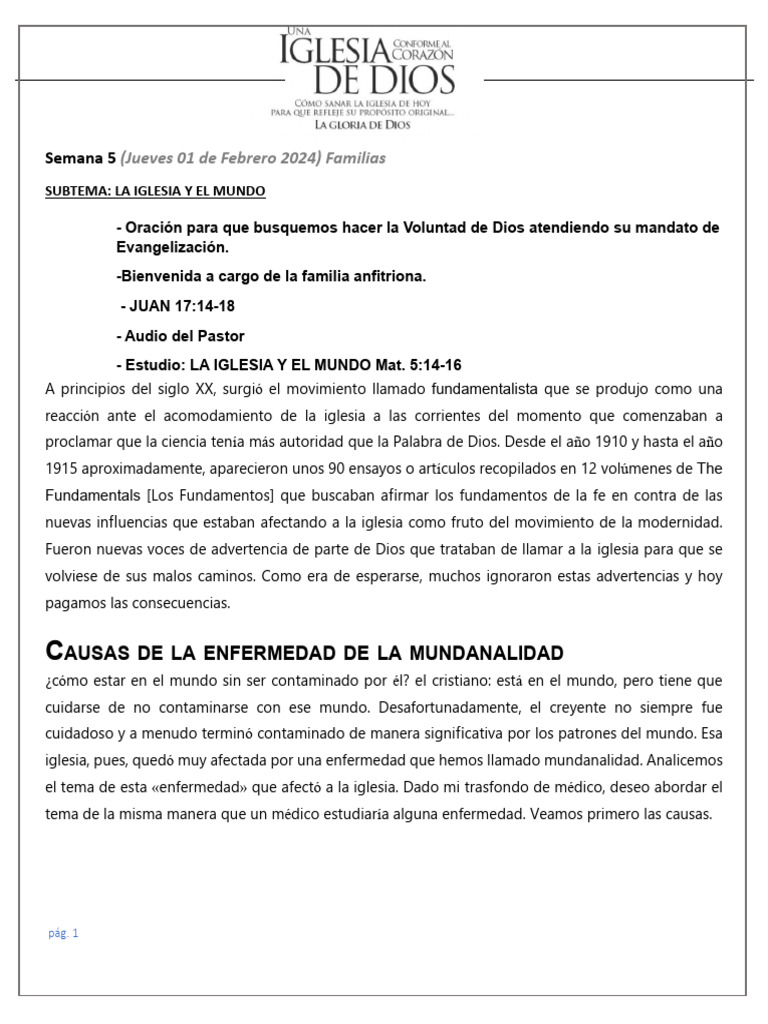 4.-La Iglesia y El Mundo (Estudio X Zona) | PDF | Iglesia cristiana ...