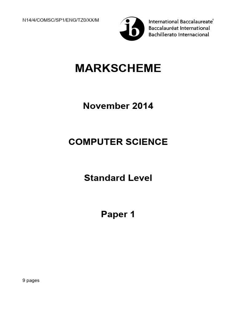 Computer Science Paper 1 SL Markscheme | PDF | Backup | Software Testing