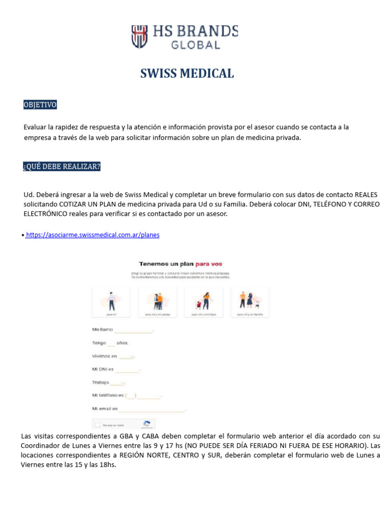 Instructivo Swiss Medical | PDF | Cuestionario