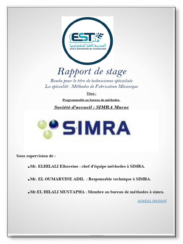 Rapport de stage chez SIMRA Maroc | PDF | Innovation | Maroc