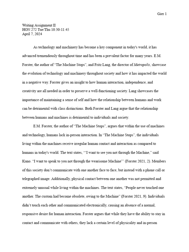 Revised Writing Assignment II | PDF | Society | Human