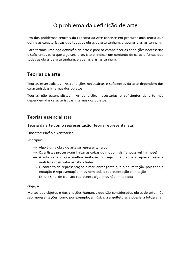 Definição e Teorias da Arte | PDF | Estética | Emoções