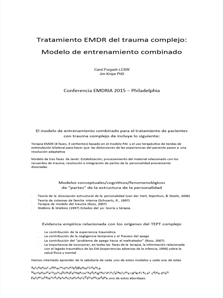 PDF 102 Forgash y Knipe Tratamiento Emdr Del Trauma Complejo | PDF ...