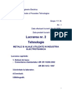 Lucrarea 2 - Metale Si Aliaje Utilizate in Industria Electrotehnica