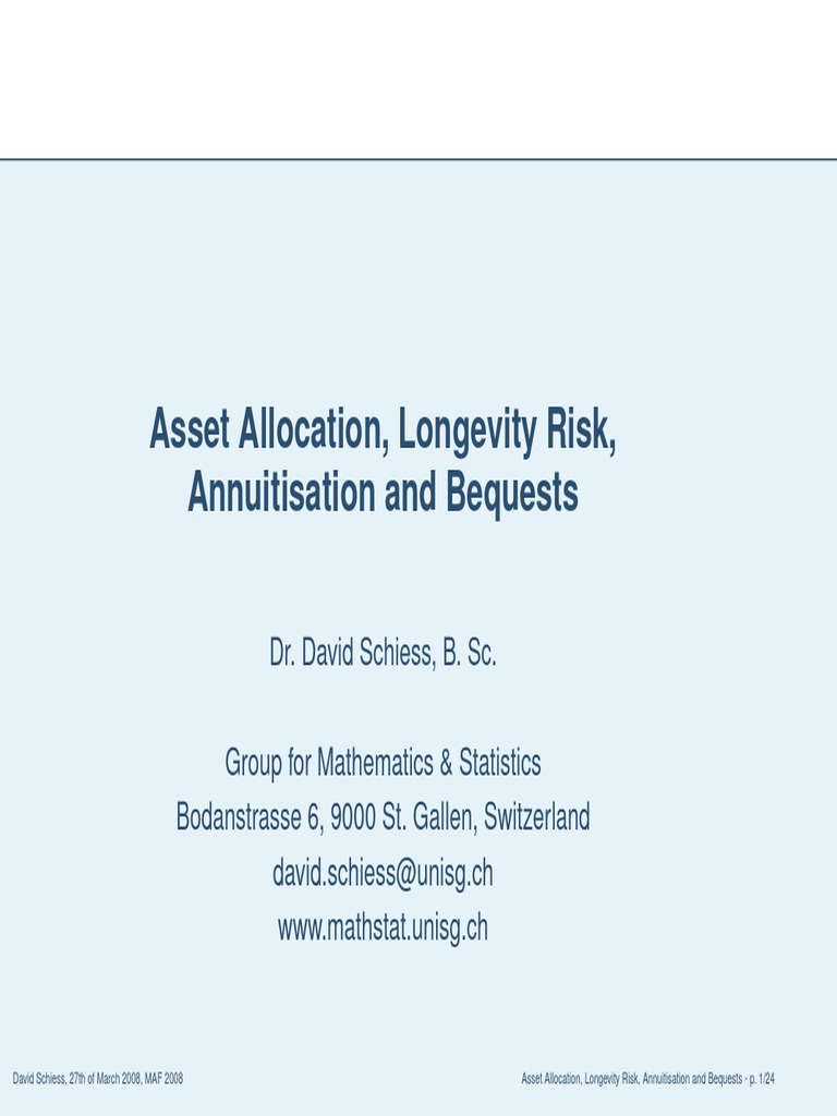 Asset Allocation and Longevity Risks | PDF | Mathematical Optimization ...