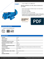 Bomba Periférica 1/2 HP, Altura Máxima 25 M, Foset: CÓDIGO: 49877 CLAVE: BOAP-1/2F