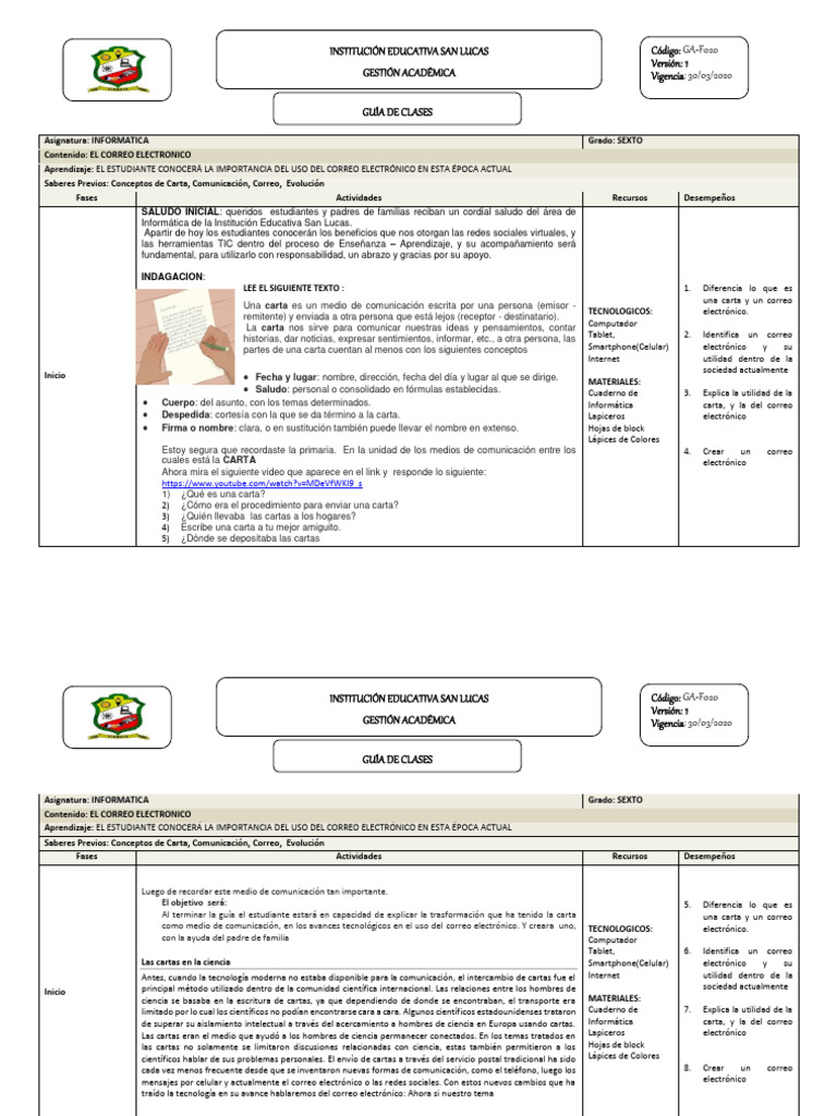 Guia de Clases Informatica 2 Grado 6° | PDF | Internet | Medios de ...