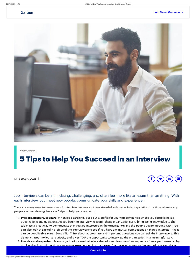 5 Tips to Help You Succeed in an Interview _ Gartner Careers PDF