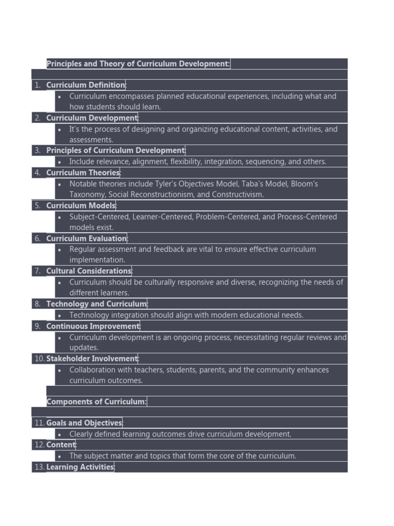 Principles and Theory of Curriculum Development | PDF | Curriculum ...