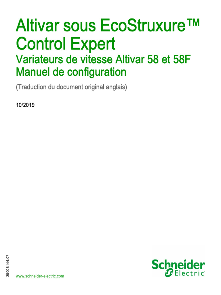 Altivar Sous Ecostruxure™ Control Expert: Variateurs de Vitesse Altivar ...