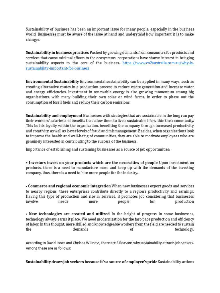 Sustainability Pdf Sustainability Employment