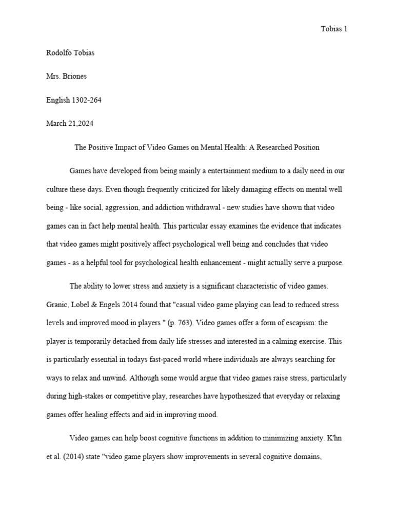 Reasearched position draft 1 1 pdf mental health video games
