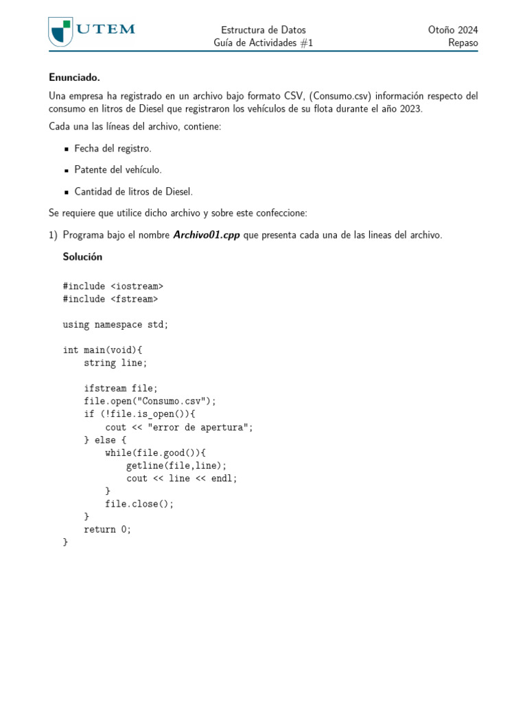 Programas C++ para Gestión de Flota | PDF | C ++ | Paradigmas de ...