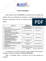 Aviso - Inscrição Discente Edital 012-2024
