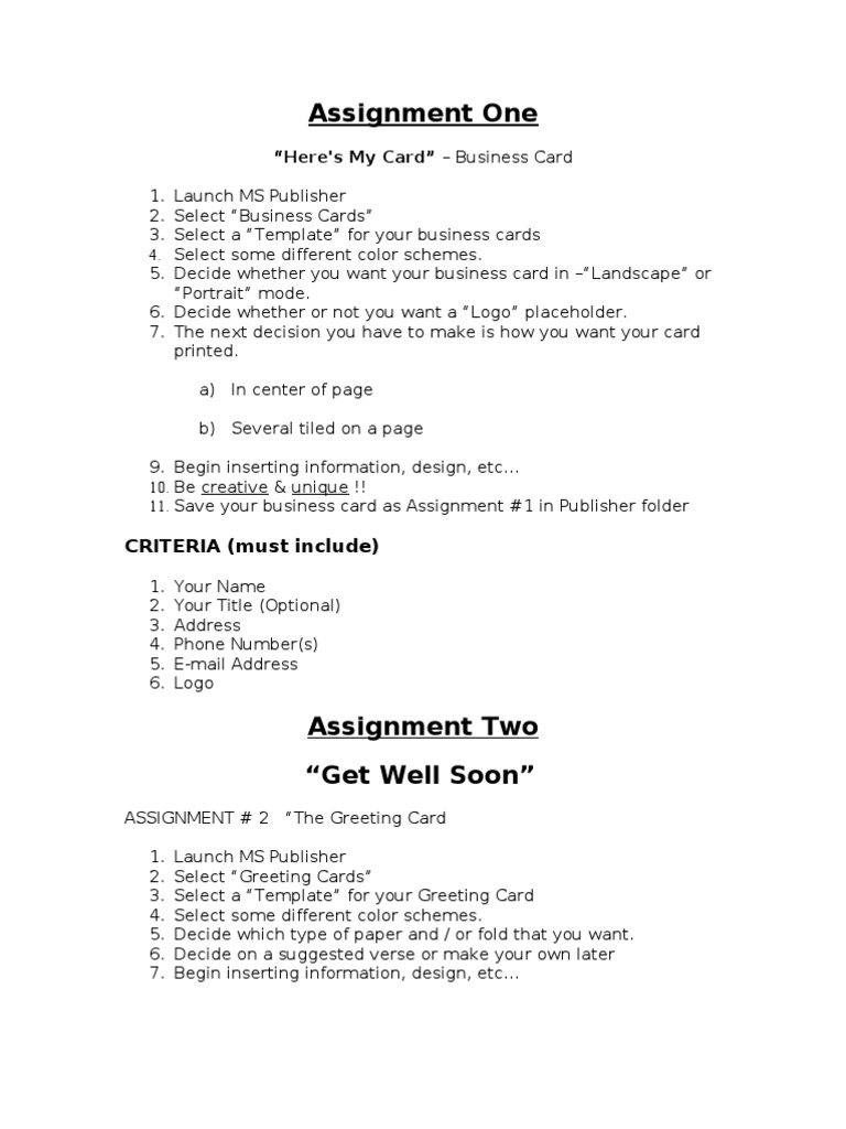 MS Publisher Practical Assignments Guide | PDF | Advertising ...