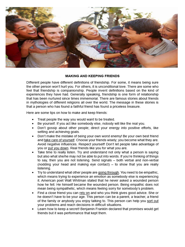 Making and Keeping Friends Guide | PDF | Empathy | Friendship