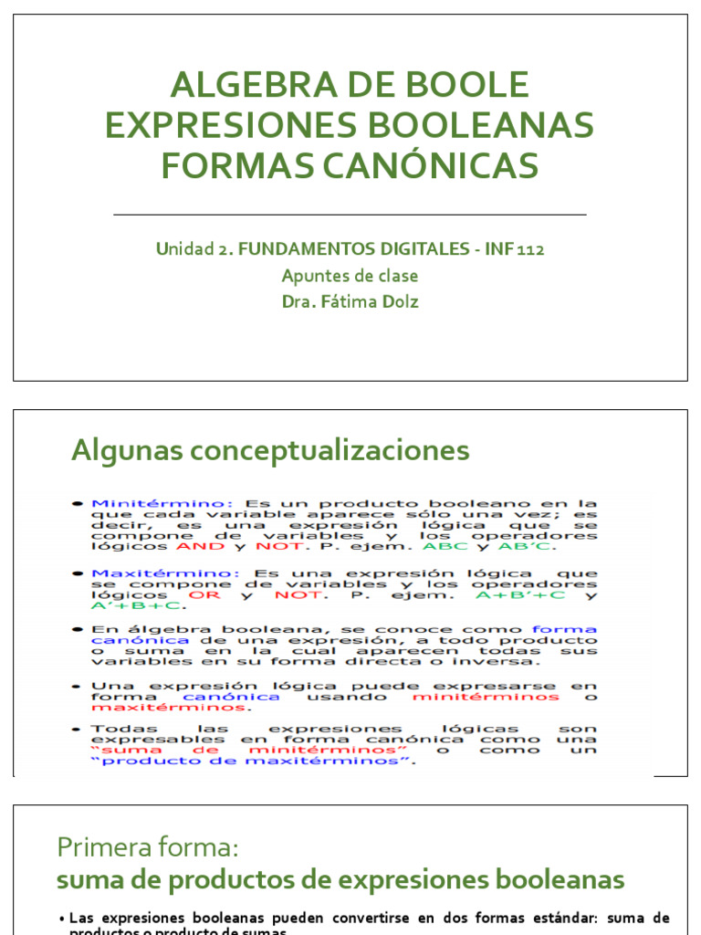 Formas Canónicas en Álgebra de Boole | PDF | Multiplicación | Álgebra ...