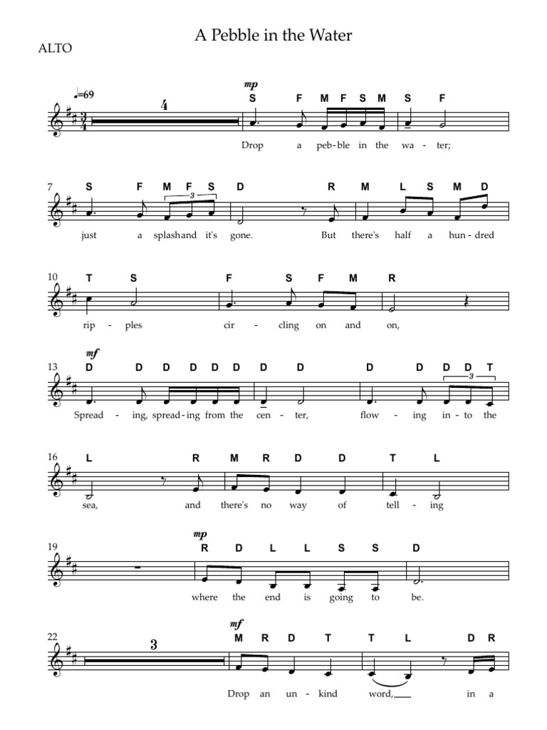 A Pebble in The Water Alto Only | PDF