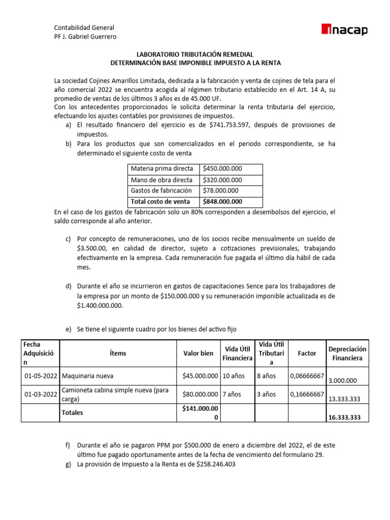 Determinación Renta Impuesto a la Renta 2022 | PDF | Impuestos ...