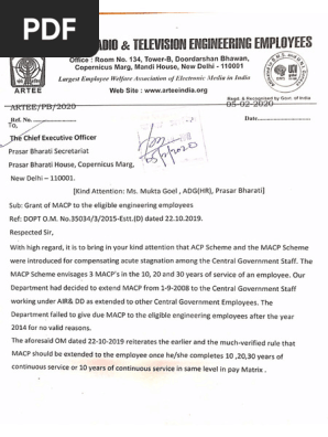 Representation For Grant MACP To Eligible Employees | PDF