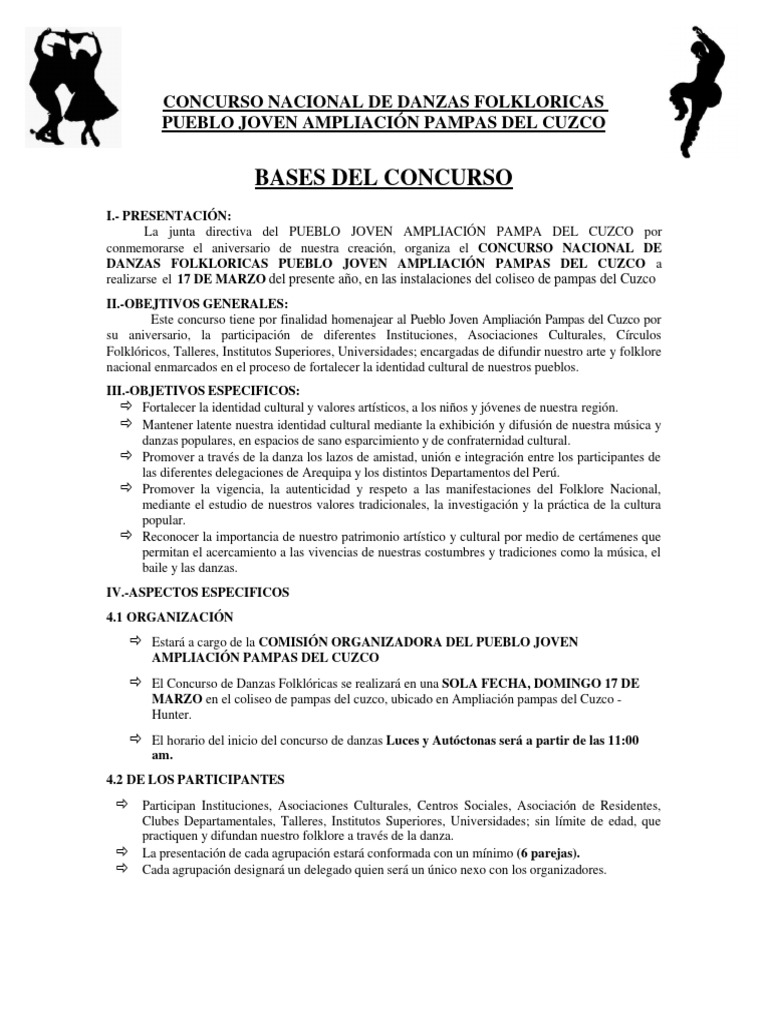 Concurso Nacional de Danzas Folklóricas | PDF | Folklore | Bailes