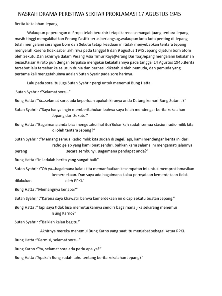 Naskah Drama Peristiwa Sekitar Proklamasi 17 Agustus 1945 Pdf