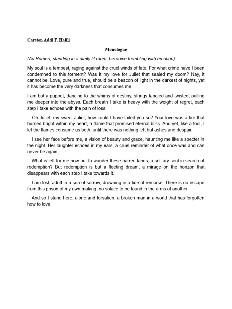 Carsten Monologue in English | PDF