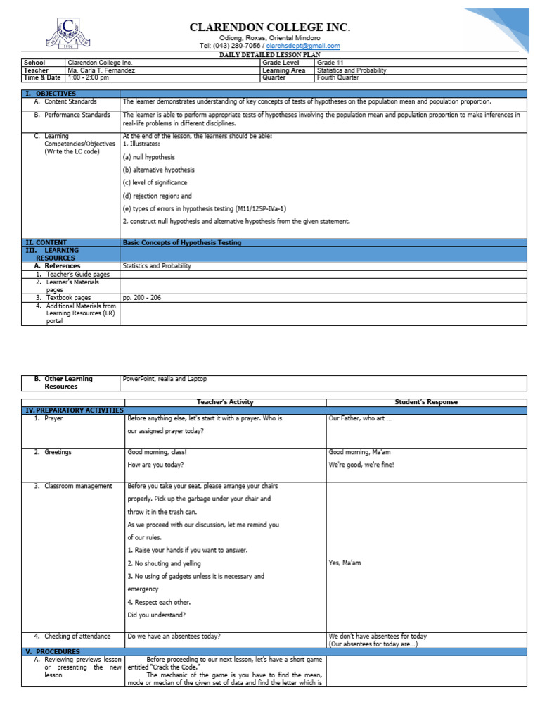 Hypothesis Testing Basics and Game | PDF | Type I And Type Ii Errors ...