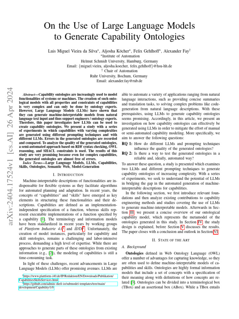 Generating Capability Ontologies with LLMs | PDF | Ontology ...