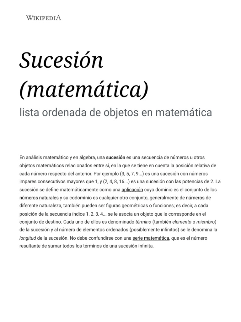 Definición y tipos de sucesiones matemáticas | PDF | Secuencia | Números