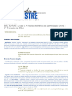 Auxílio Ao Mestre - EBD JOVENS - Lição 5 - A Realidade Bíblica Da Santificação Cristã - 2° Trimestre de 2024