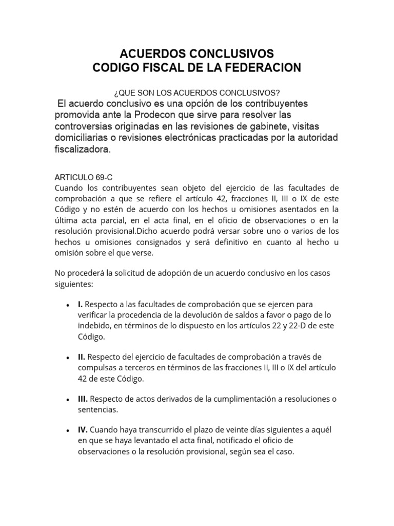 Acuerdos Conclusivos en el Código Fiscal | PDF | Gobierno | Justicia