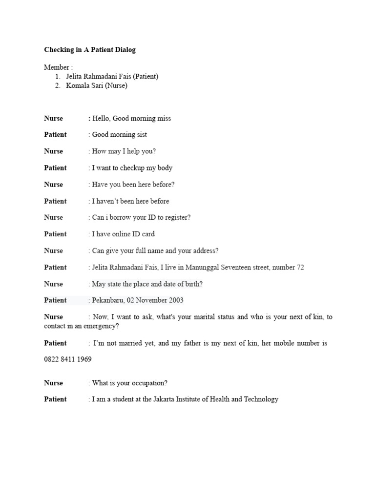 Patient Check-In Dialogue Guide | PDF