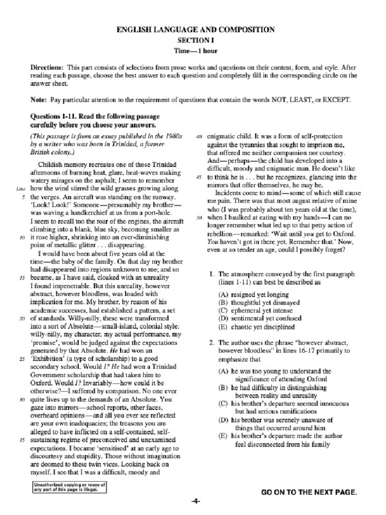Ap Lang MCQ PDF