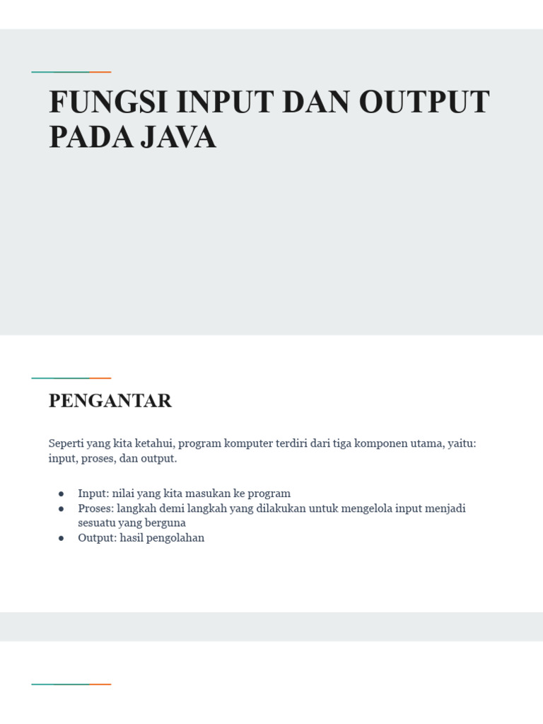 Fungsi Input dan Output di Java | PDF | Teknologi & Rekayasa