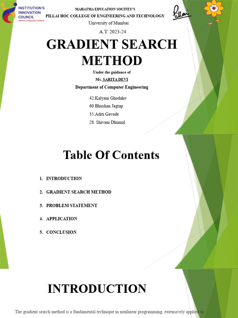 Overview of Gradient Search Method | PDF | Mathematical Optimization ...